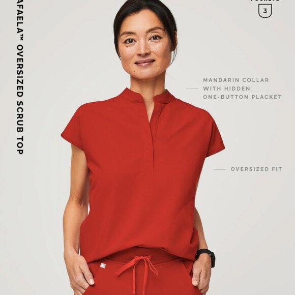 NWT Figs Winning Red Rafaela Scrub Top Limited Edition Discontinued Color - Picture 1 of 6